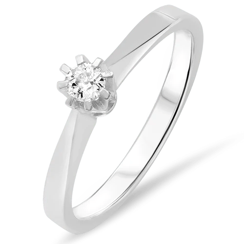 Diamantring i vitguld princess modell