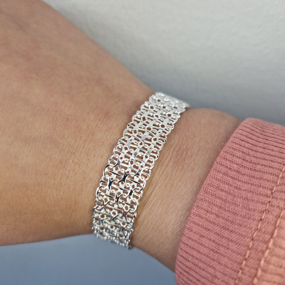 Armband stav x-länk i äkta silver